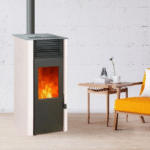 Aktionspaket: EMAFLAM REVA 9 kW weißer versiegelter Pelletofen + kostenlose Wi-Fi-Box